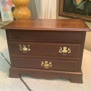 Antique Vintage Wood Dresser Chest Musical Jewelry Box